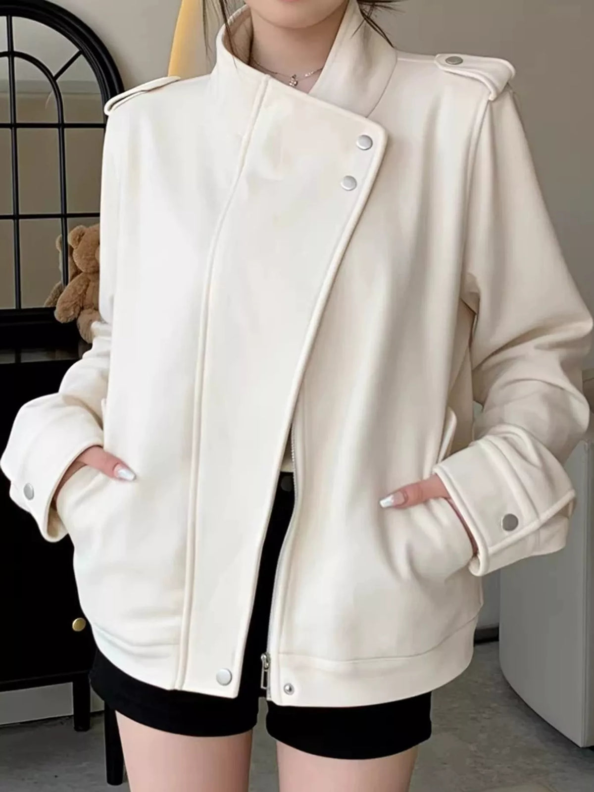 Asymmetric Zip Up Jacket – JANELVA