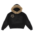 Sun Fade Boxy Detachable Fur Hoodie